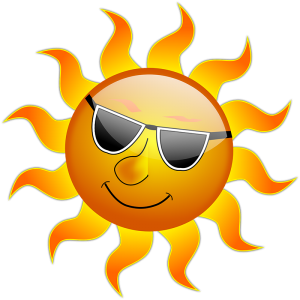 Sun with a smiling face with sun glasses.