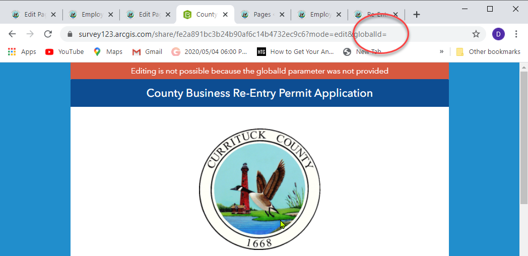 Example of where to put the id code.